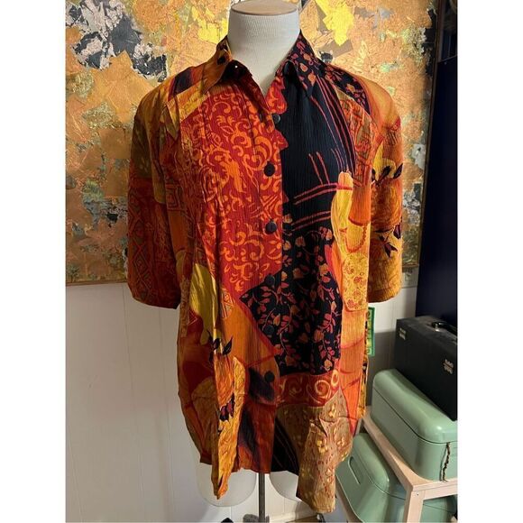 NWT Key Lime Pie Woman Dramatic Rayon Tunic Top "Sweet Dream" Pattern Great Ambe - Picture 1 of 7